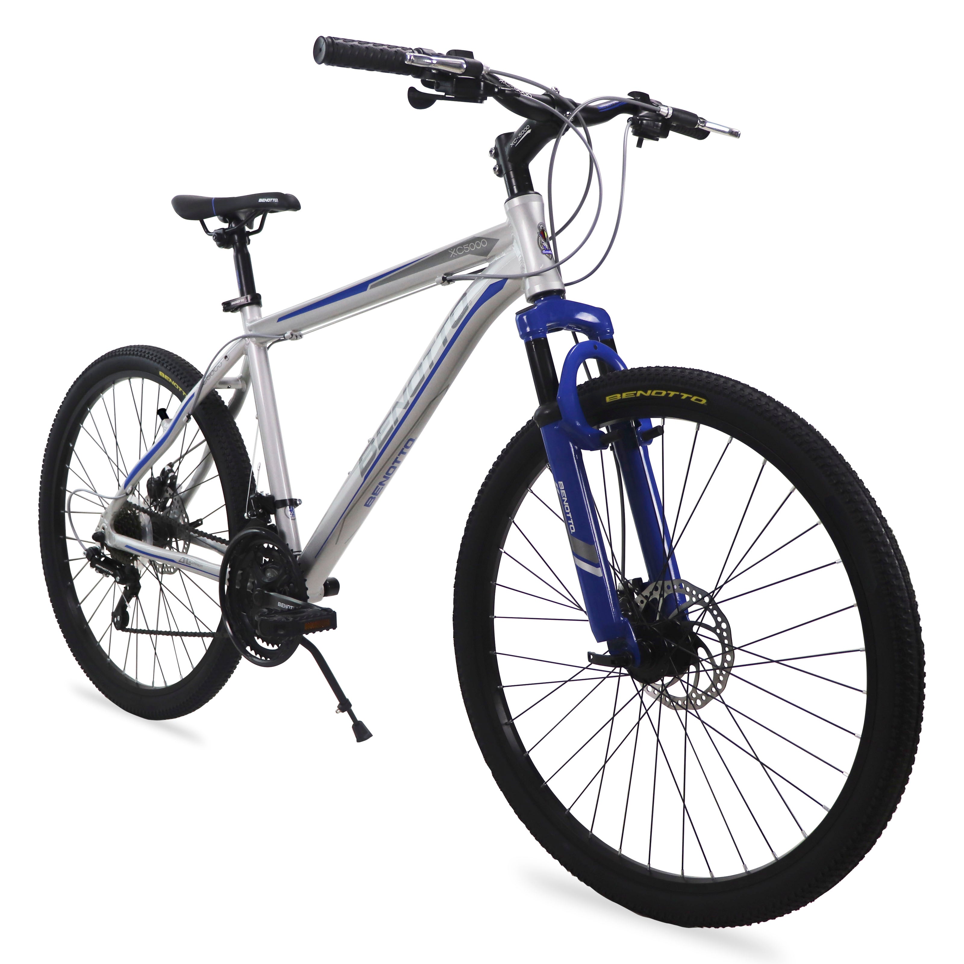 Bicicleta BENOTTO Montaña XC-5000 R26 21V. FS Frenos Doble Disco Aluminio Plata/Azul